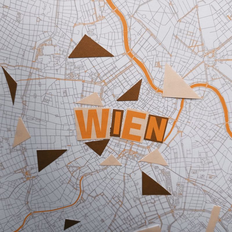 Wien - Workation in Europa -  map of the city with Vienna in cutout letters